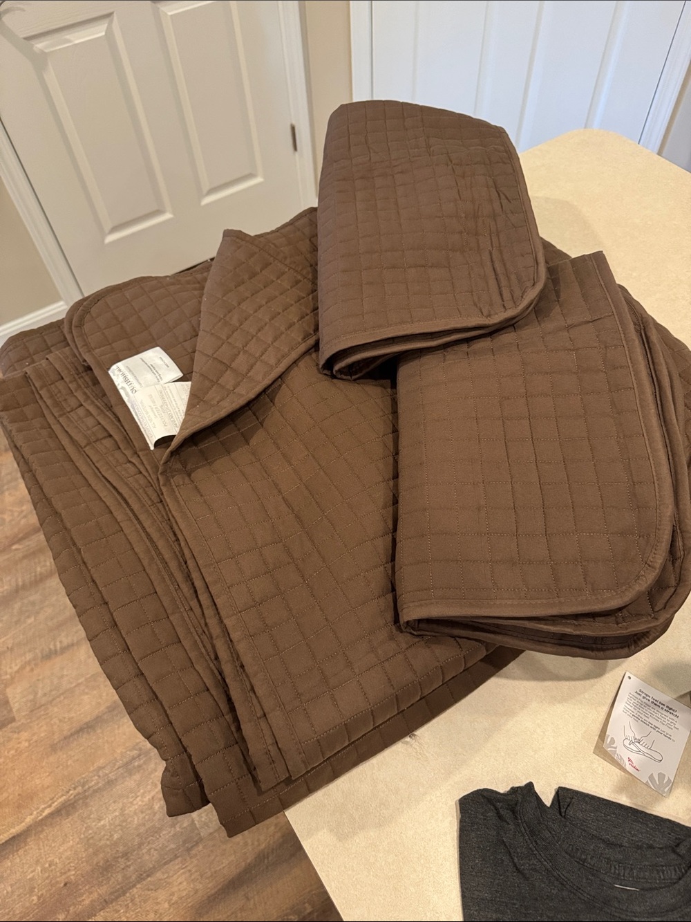 Quilted Chocolate Brown Bedspread and Pillow Shams